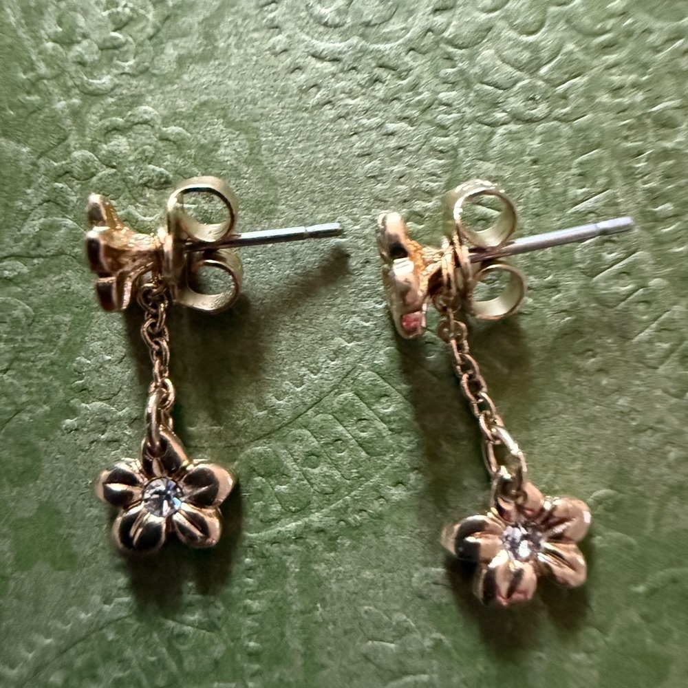 Gold Flower Drop Earrings